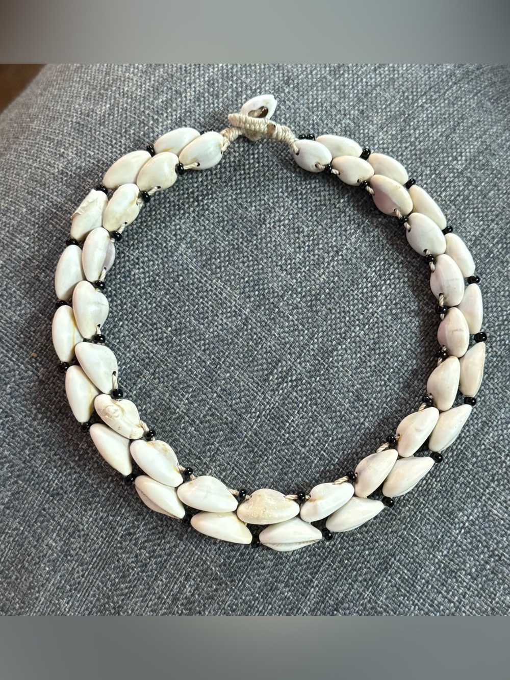 Cowrie Shell Double Layer Choker Collar Necklace Made in Mali African Boho